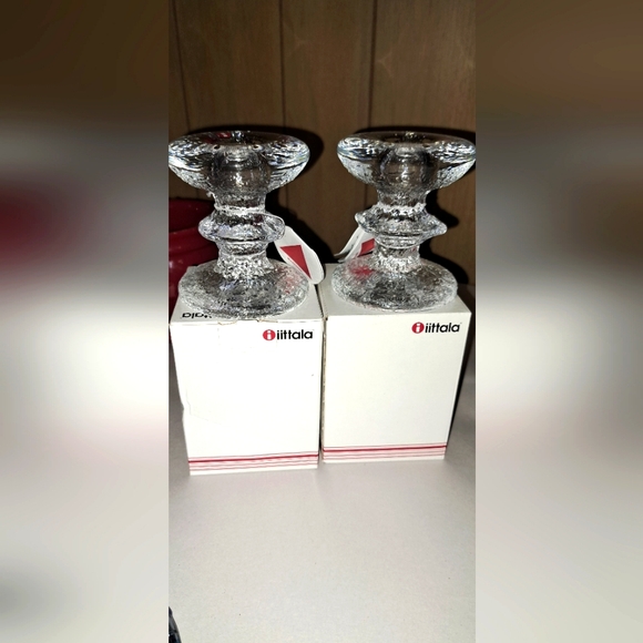NWT Iittala Finland Festivo Glass Candle Holder Timo Sarpaneva Set of 2 With Box - Picture 1 of 6